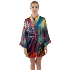 Flower Dna Long Sleeve Satin Kimono by RobLilly