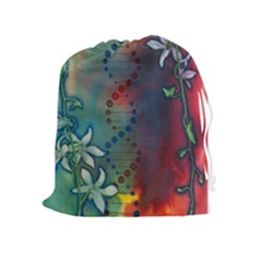 Flower Dna Drawstring Pouch (xl) by RobLilly