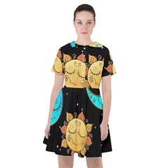 Seamless Pattern With Sun Moon Children Sailor Dress by BangZart
