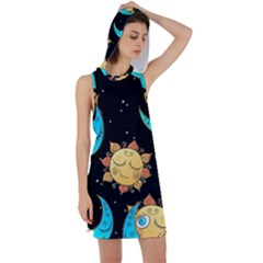 Seamless Pattern With Sun Moon Children Racer Back Hoodie Dress by BangZart