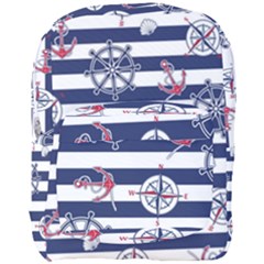 Seamless Marine Pattern Full Print Backpack by BangZart