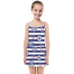 Seamless Marine Pattern Kids  Summer Sun Dress by BangZart