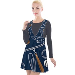 Chains Seamless Pattern Plunge Pinafore Velour Dress by BangZart