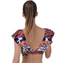 Mixed animal skin print safari textures mix leopard zebra tiger skins patterns luxury animals texture Plunge Frill Sleeve Bikini Top View2