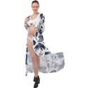 Indigo watercolor floral seamless pattern Maxi Chiffon Beach Wrap View1