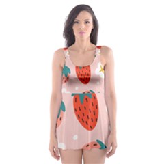 Strawberry Seamless Pattern Skater Dress Swimsuit by BangZart