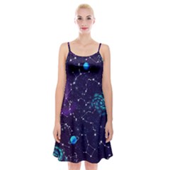 Realistic Night Sky Poster With Constellations Spaghetti Strap Velvet Dress by BangZart