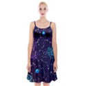 Realistic night sky poster with constellations Spaghetti Strap Velvet Dress View1