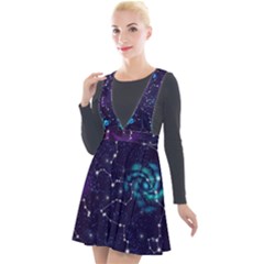 Realistic Night Sky Poster With Constellations Plunge Pinafore Velour Dress by BangZart