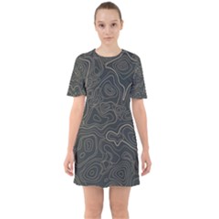 Damask Seamless Pattern Sixties Short Sleeve Mini Dress by BangZart