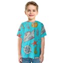 Colored sketched sea elements pattern background sea life animals illustration Kids  Sport Mesh Tee View1