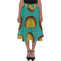 Taco Drawing Background Mexican Fast Food Pattern Perfect Length Midi Skirt by BangZart