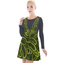 Green Abstract Stippled Repetitive Fashion Seamless Pattern Plunge Pinafore Velour Dress by BangZart