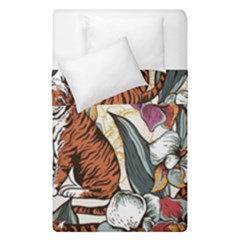 Natural Seamless Pattern With Tiger Blooming Orchid Duvet Cover Double Side (single Size) by BangZart