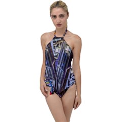 Shinjuku District Urban Night Scene, Tokyo Japan Go With The Flow One Piece Swimsuit by dflcprintsclothing