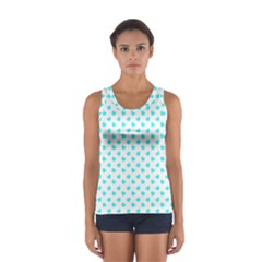 White Light Blue Hearts Pattern, Pastel Sky Blue Color Sport Tank Top  by Casemiro