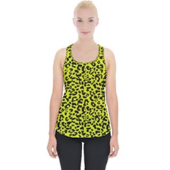 Leopard Spots Pattern, Yellow And Black Animal Fur Print, Wild Cat Theme Piece Up Tank Top by Casemiro