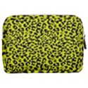 Leopard spots pattern, yellow and black animal fur print, wild cat theme Make Up Pouch (Medium) View2