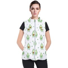 Cute Seamless Pattern With Avocado Lovers Women s Puffer Vest by BangZart