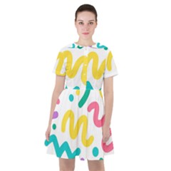 Abstract Pop Art Seamless Pattern Cute Background Memphis Style Sailor Dress by BangZart