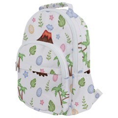Cute Palm Volcano Seamless Pattern Rounded Multi Pocket Backpack by BangZart