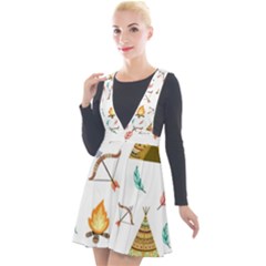 Cute Cartoon Native American Seamless Pattern Plunge Pinafore Velour Dress by BangZart