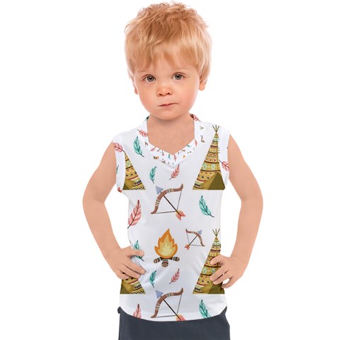 Cute Cartoon Native American Seamless Pattern Kids  Sport Tank Top by BangZart