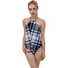 Pixel Background Design Modern Seamless Pattern Plaid Square Texture Fabric Tartan Scottish Textile Go With The Flow One Piece Swimsuit by BangZart
