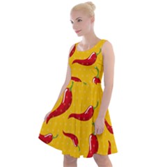 Chili Vegetable Pattern Background Knee Length Skater Dress by BangZart