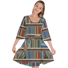 Bookshelf Velour Kimono Dress by BangZart