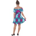 Argyle pattern seamless fabric texture background classic argill ornament Off Shoulder Velour Dress View2