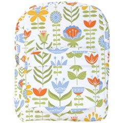 Seamless Pattern With Various Flowers Leaves Folk Motif Full Print Backpack by BangZart
