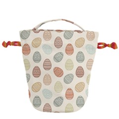 Seamless Pattern Colorful Easter Egg Flat Icons Painted Traditional Style Drawstring Bucket Bag by BangZart