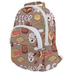 Vector Seamless Pattern With Doodle Coffee Equipment Rounded Multi Pocket Backpack by BangZart