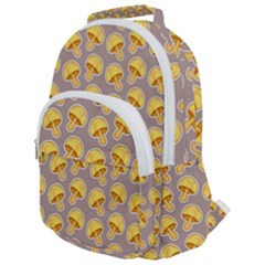 Yellow Mushroom Pattern Rounded Multi Pocket Backpack by BangZart