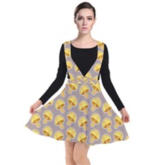 Yellow Mushroom Pattern Plunge Pinafore Dress by BangZart
