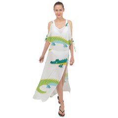 Cute Cartoon Alligator Kids Seamless Pattern With Green Nahd Drawn Crocodiles Maxi Chiffon Cover Up Dress by BangZart