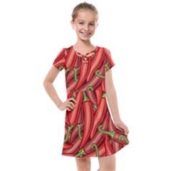 Seamless Chili Pepper Pattern Kids  Cross Web Dress by BangZart