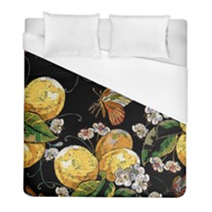 Embroidery Blossoming Lemons Butterfly Seamless Pattern Duvet Cover (full/ Double Size) by BangZart