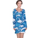 Storm waves seamless pattern raging ocean water sea wave vintage japanese storms print illustration Long Sleeve Nightdress View1