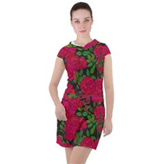 Seamless Pattern With Colorful Bush Roses Drawstring Hooded Dress by BangZart