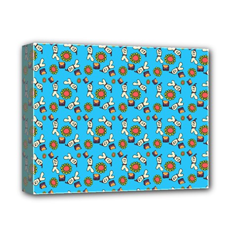 Clown Ghost Pattern Blue Deluxe Canvas 14  X 11  (stretched) by snowwhitegirl
