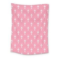 White And Pink Art-deco Pattern Medium Tapestry by Dushan