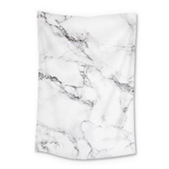 White Faux Marble Small Tapestry by Dushan