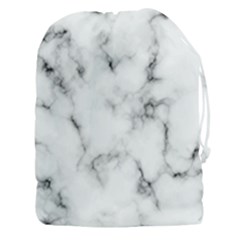 White Faux Marble Texture  Drawstring Pouch (3xl) by Dushan