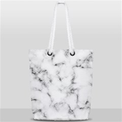 White Faux Marble Texture  Full Print Rope Handle Tote (small) by Dushan