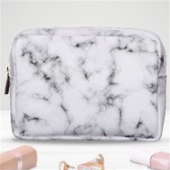 White Faux Marble Texture  Make Up Pouch (medium) by Dushan