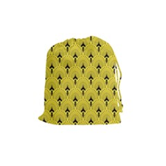 Art-decoyellow Drawstring Pouch (medium) by Dushan