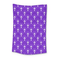 White And Purple Art-deco Pattern Small Tapestry by Dushan