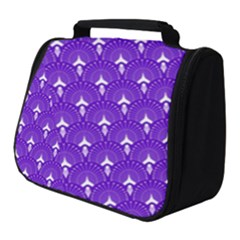 White And Purple Art-deco Pattern Full Print Travel Pouch (small) by Dushan